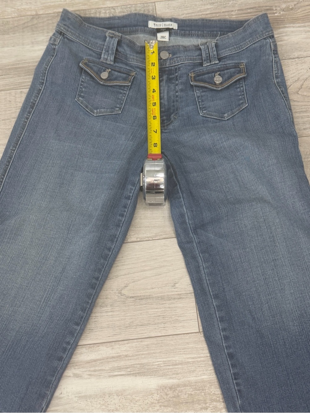WHBM Noir Crop Wide Leg Mariner Jeans Cuffed Hem Size 8 EUC - Picture 4 of 10